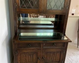 Jaycee bar cabinet with drop down mirror shelf