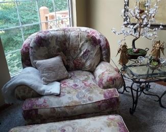 Floral print oversized chair and ottoman  $50