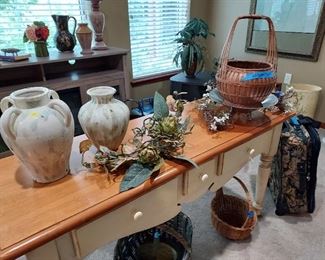 Sofa table with a sampling of decoratives