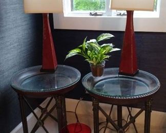 Side Tables And Red Lamps