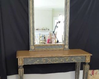 Ornate Entry Table and Mirror