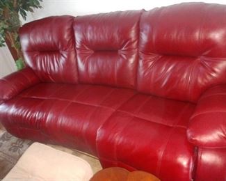 Red Leather couch both sides electric recliners