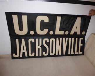 Original scoreboard team sign from  1970 NCAA Men's basketball  championship game played at Cole Field House March 21, 1970.  UCLA won 80-69.  This was Coach Wooden's sixth NCAA  title.                                          