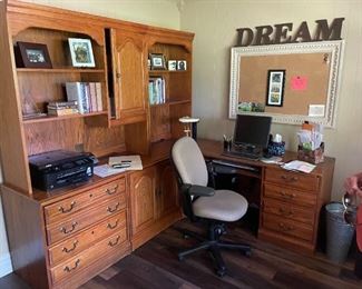 . . . a great work station -- desk and cabinet/bookshelf combo with great office chair -- COMPUTER NOT FOR SALE!