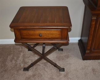 One Drawer Wood Accent Table with Metal Legs