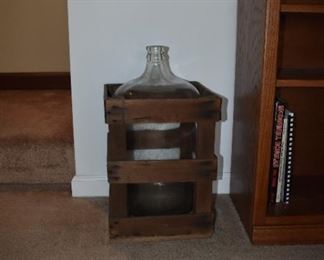 Vintage Wood Crate, Glass 5 Gallon WaterJug