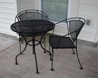 Wrought Iron Patio Table and 2 Chairs 