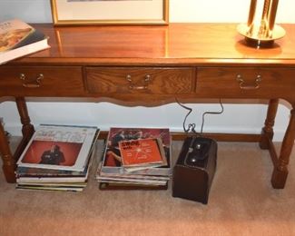Wood 3 Drawer Console Table