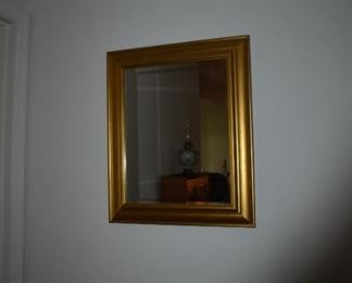 Gold Wood Frame Wall Mirror Bevelled Glass