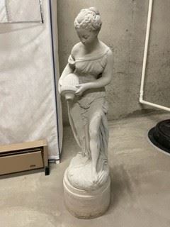 Greek Goddess Cement Pedestal Fountain with Pump  *missing the basin*