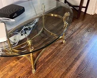 Lion head brass coffee table 