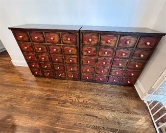 2 wood storage cabinets 