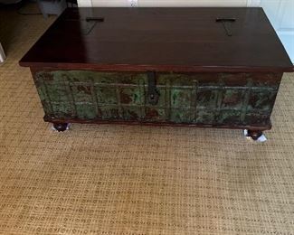 Paginated metal front storage coffee table/chest 