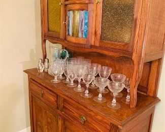 Beautiful antique china cabinet with gorgeous crystal 