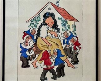 Snow White & the Seven Dwarfs Watercolor