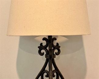 Pair of Decorative Iron Scroll Lamps