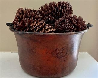Copper Bucket with Pinecones
