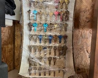 Vintage key display with keys!
