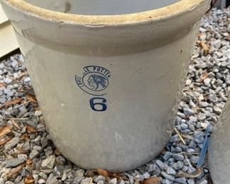 Louisville indian head pottery 6 gal crock 