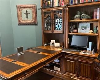 Barcelona office suite with peninsula desk and two wall units. Gorgeous!