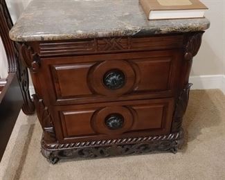 2 marble top end tables