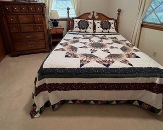 DFI Furniture - Cannonball - Solid Maple - Queen size bed (like new mattress); matching dresser with mirror and chest of drawers