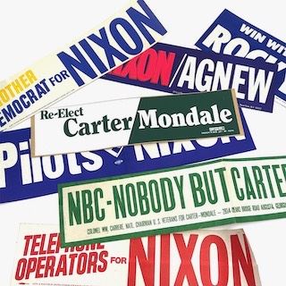 Vintage Political Decals Bumper Stickers Nixon, Carter, Agnew Mondale 