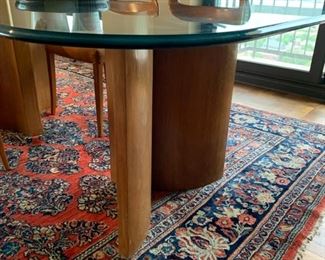 1970s glass topped dining table, MCM