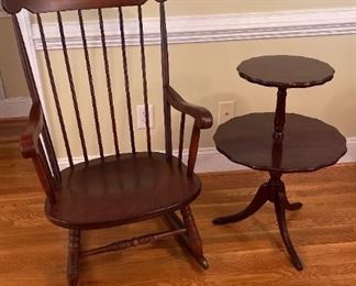 Beautiful Vintage Rocker And 2 Tier Pie Crust What Not Table