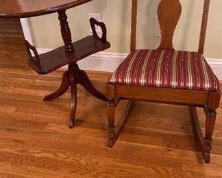 Beautiful Vintage Rocking Chair With Gorgeous Antique Table