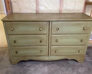 Dresser 6 Drawers Painted GreenBrown