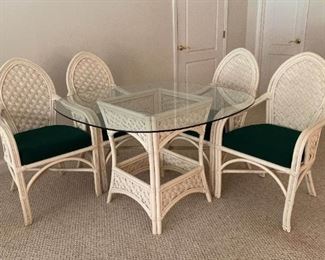 Glass Rattan Table With Chairs