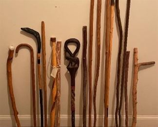 Lot Of Walking Sticks And Canes