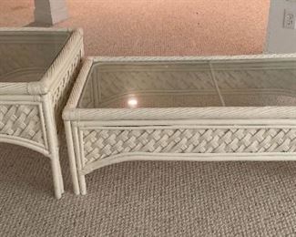White Rattan Coffee Side Table