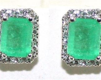 Emerald and diamond earrings