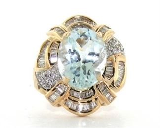 AQUAMARINE AND DIA RING