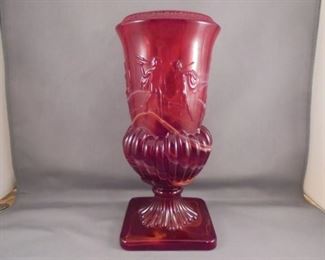 4 Vintage Imperial Red Slag Glass Dancing Women Vase Glossy