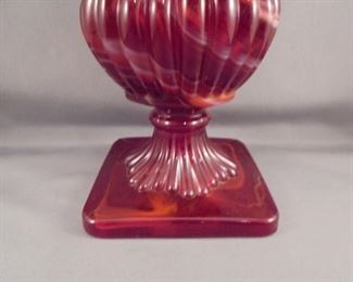 4 Vintage Imperial Red Slag Glass Dancing Women Vase Glossy base