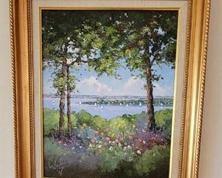 SIGNED PAINTING OF A HARBOR SPRINGS SCENE