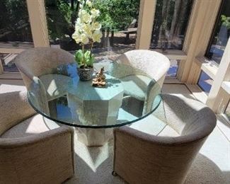 ONE OF 3 GLASS TOP GAME/DINING TABLES