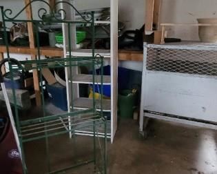 Metal Baker's Rack, wicker etegere