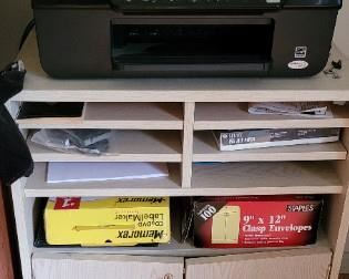 Printer, table, supplies