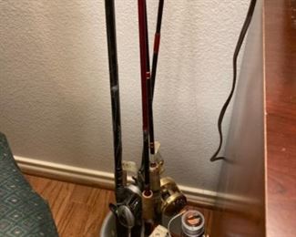 Fishing poles, More in garage.  Nice selection.