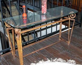 Metal / Glass Top Console Table