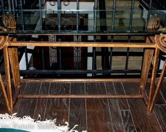 Metal / Glass Top Console Table