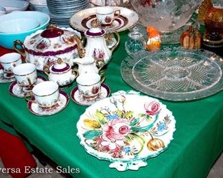Tables of Vintage Glass - Crystal - Ceramics