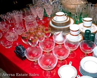 Tables of Vintage Glass - Crystal - Ceramics