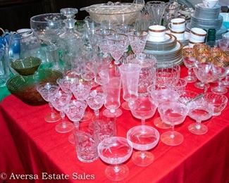 Tables of Vintage Glass - Crystal - Ceramics
