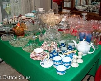 Tables of Vintage Glass - Crystal - Ceramics