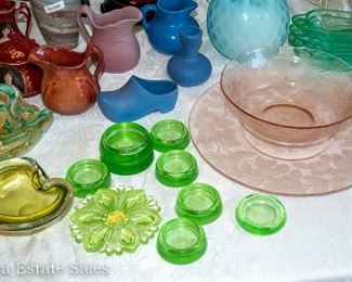 Vintage Glass - Depression Glass - Vaseline Glass